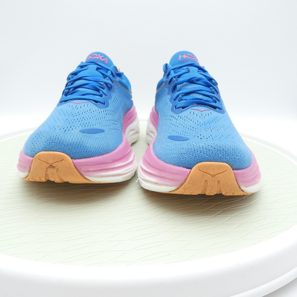 Hoka Bondi 8 Wide Blue Pink Running Shoes Womens 9D 1127954 CSAA Coastal Sky - Picture 2 of 13